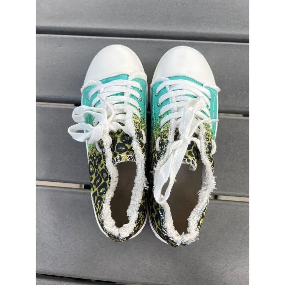 Women Leopard Print Canvas Casual Glitter Sequins Shoe size 41(10.5)